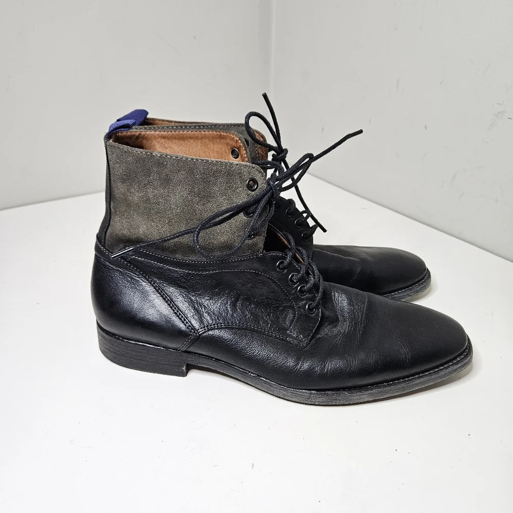 J&M Boots 1850 Black Leather & Gray Suede Men's 10.5 Steampunk